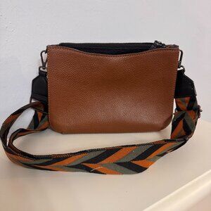 Brown and black crossbody purse